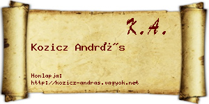Kozicz András névjegykártya